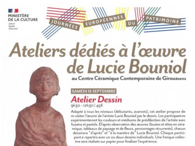 Journée du patrimoine au Centre de Céramique Contemporaine de Giroussens, Ateliers dédiés à l'oeuvre de Lucie Bouniol