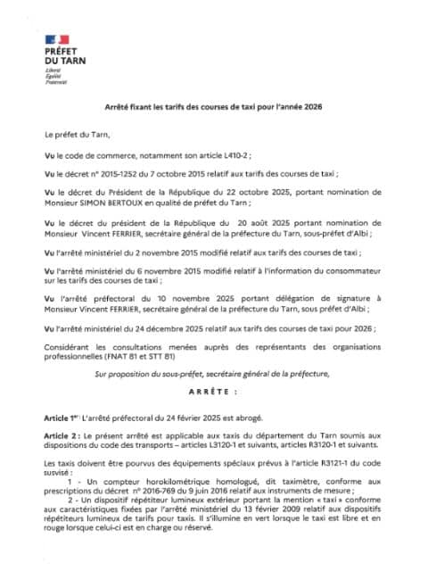 arrete-prefectoral-tarifs-taxi-2026